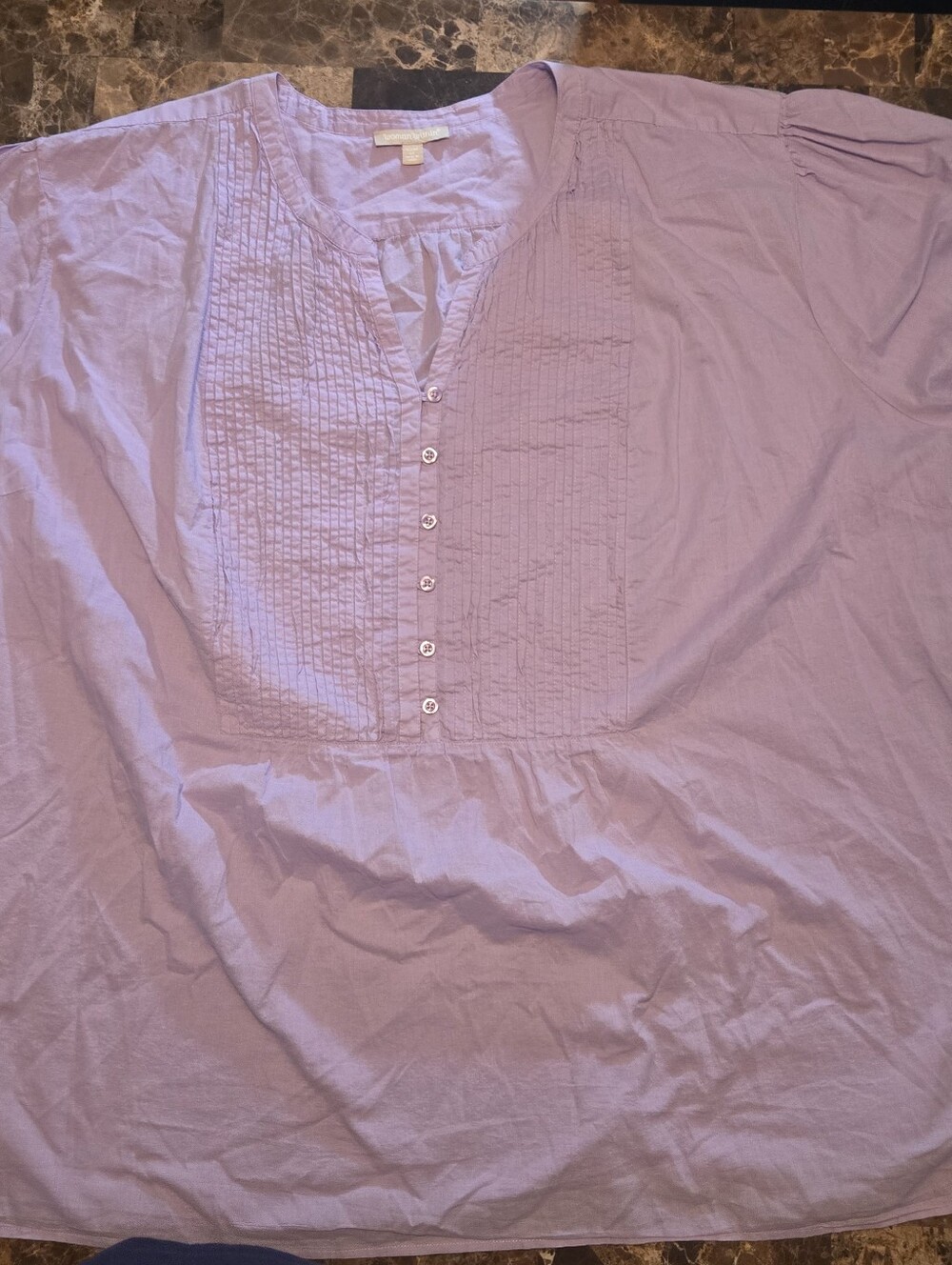 Woman Within Purple/ Lavender Pintuck Tunic. Women's Size 6x. 100% Cotton